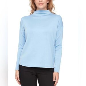 Women's Long Sleeve High Neck Top in Blue Size Small NWT